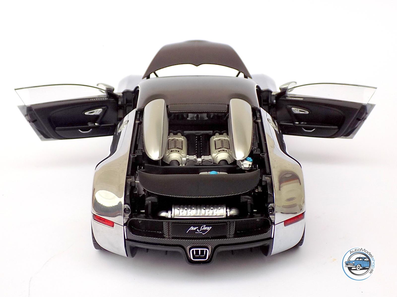 BUGATTI VEYRON 16.4 PUR SANG 2009 BLACK/ALUMINIUM - 1:18 AUTOART - Image 9