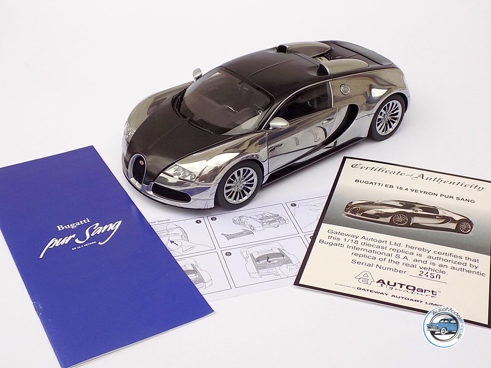 BUGATTI VEYRON 16.4 PUR SANG 2009 BLACK/ALUMINIUM - 1:18 AUTOART - Image 16