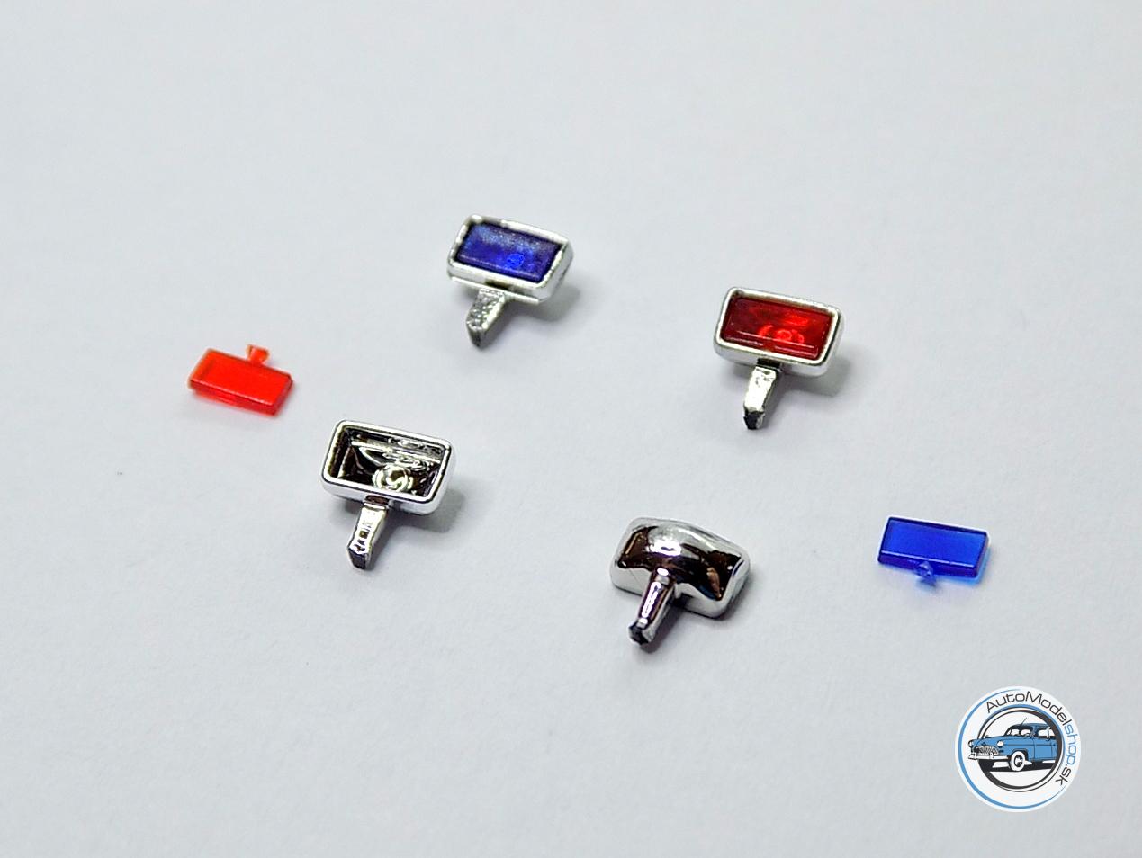 Sada svetiel PAL staré - Chrómové – červené/modré – 1:43 CAL - Image 2