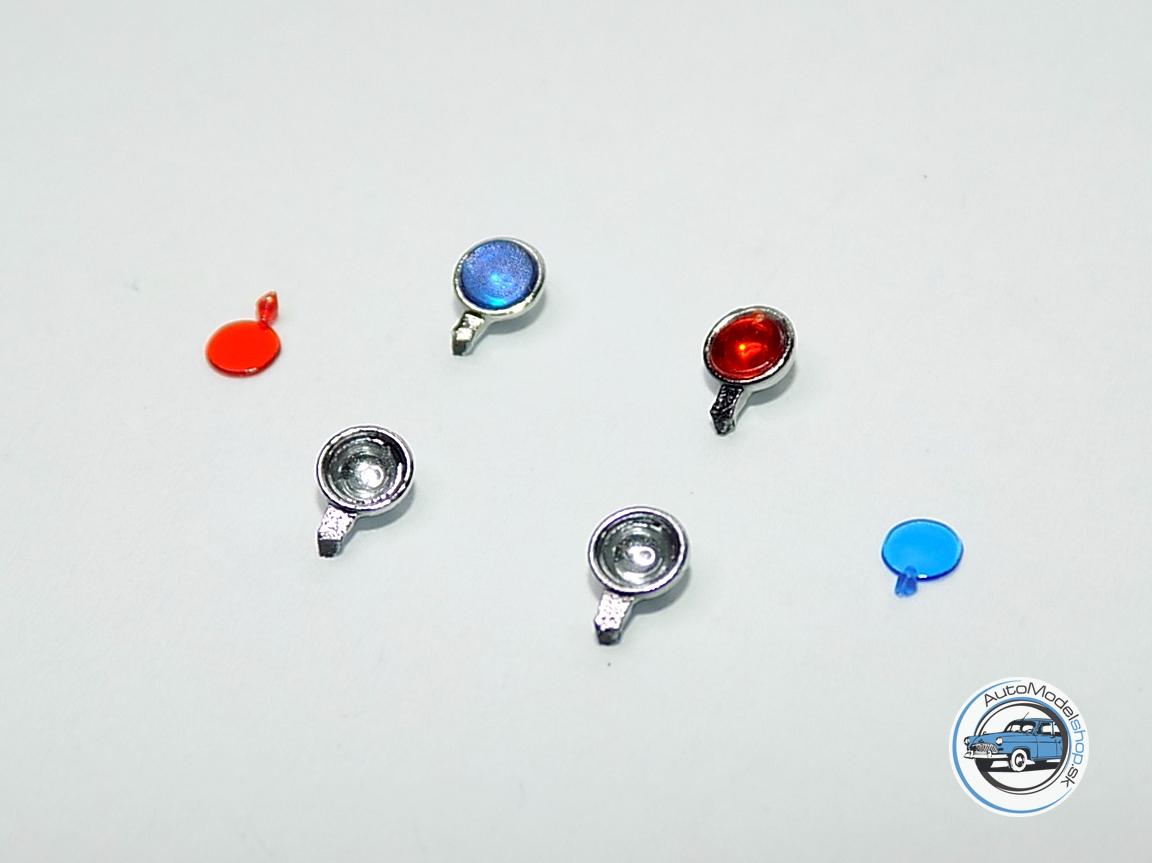 Sada prídavných svetiel 2,9 mm - Chrómové modré/červené - 1:43 CAL - Image 3
