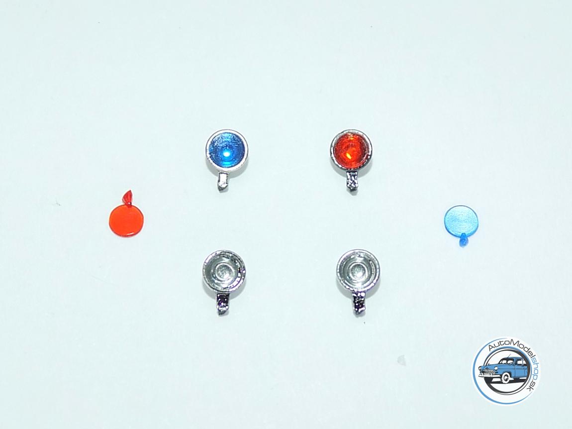 Sada prídavných svetiel 2,9 mm - Chrómové modré/červené - 1:43 CAL