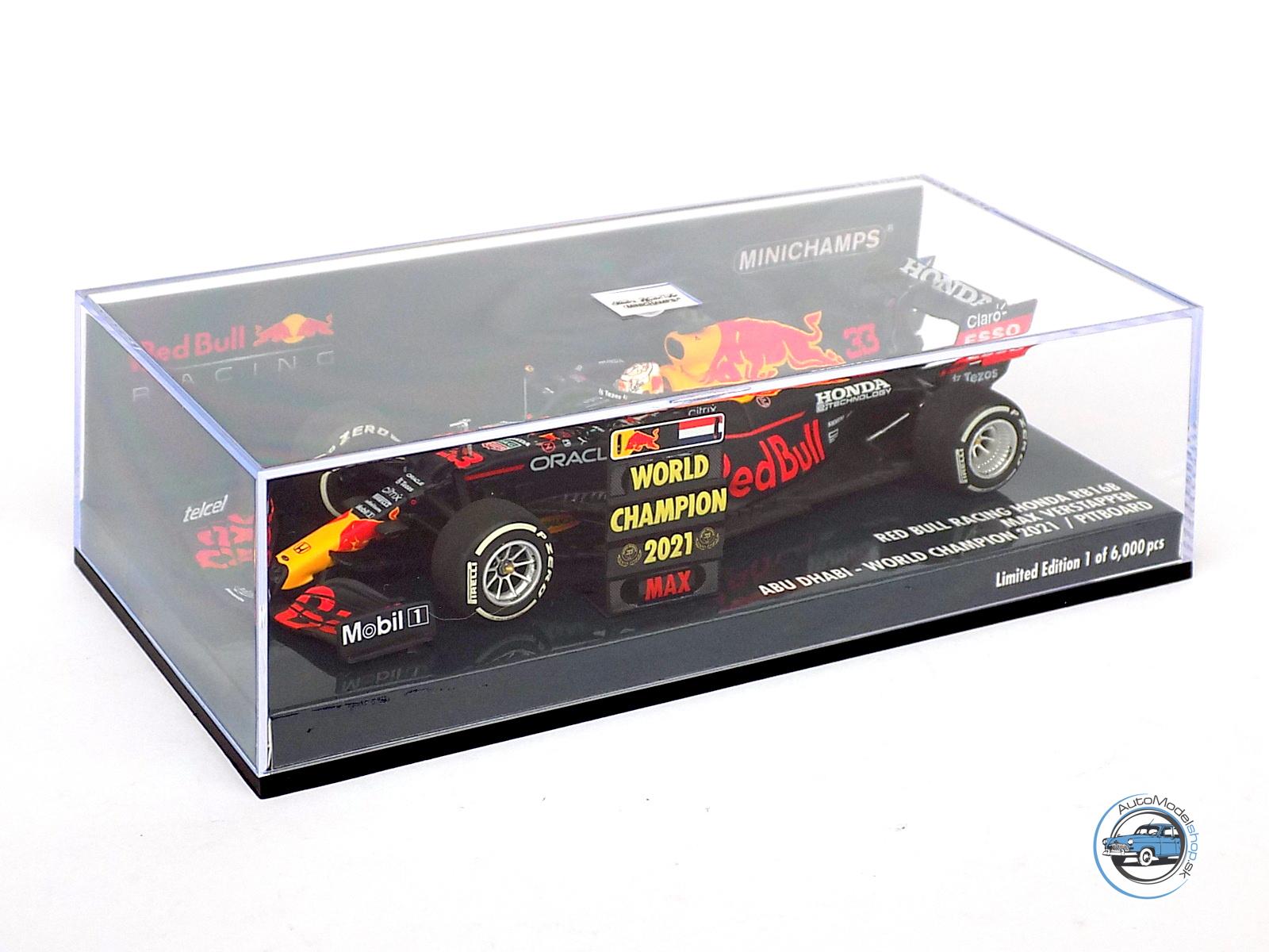 FORMULA F1 : RED BULL RB16B HONDA RA620H TEAM ASTON MARTIN N 33 WINNER ABU DHABI GP WORLD CHAMPION WITH PIT BOARD 2021 MAX VERSTAPPEN - 1:43 MINICHAMPS - Image 5