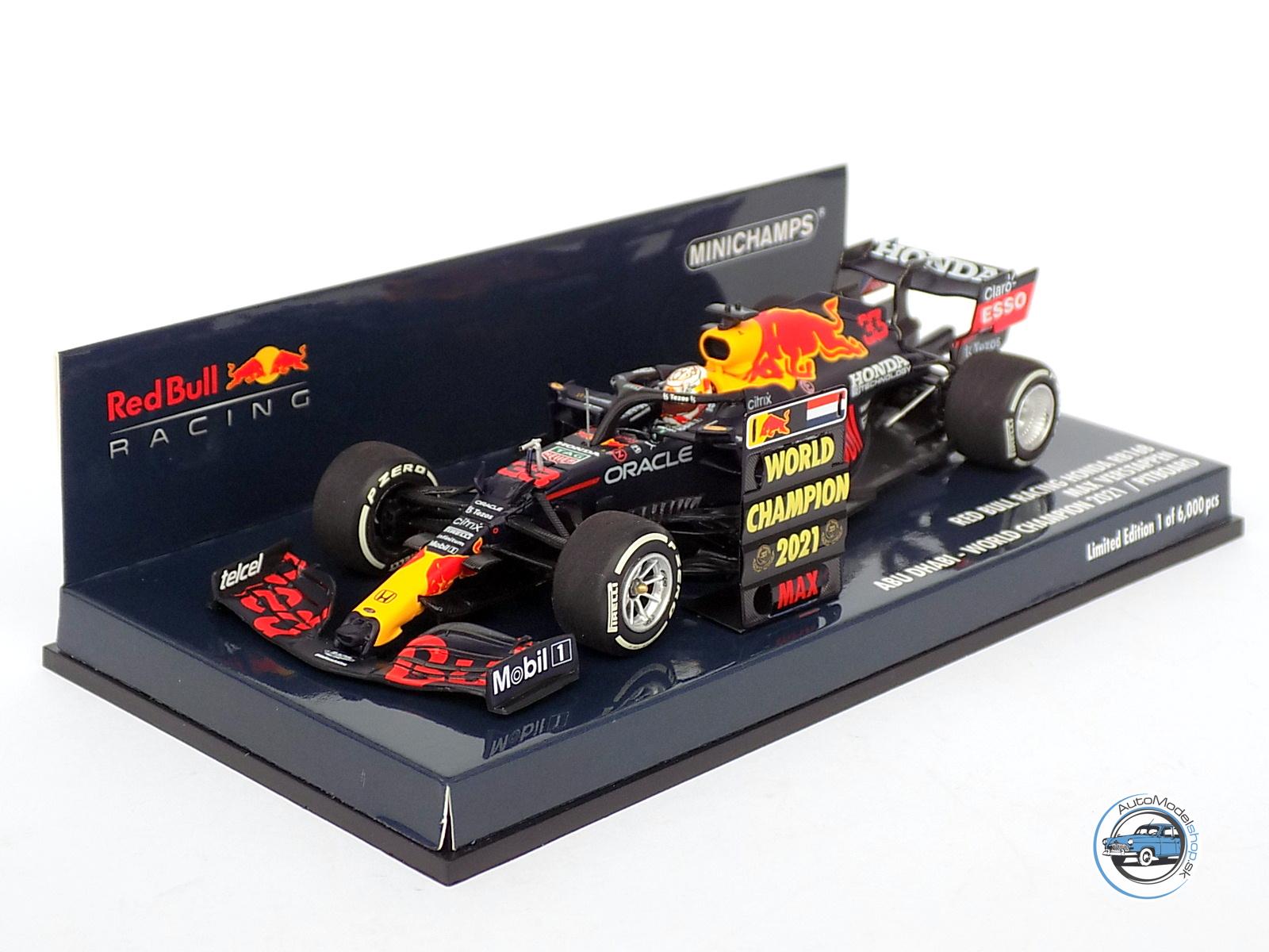 FORMULA F1 : RED BULL RB16B HONDA RA620H TEAM ASTON MARTIN N 33 WINNER ABU DHABI GP WORLD CHAMPION WITH PIT BOARD 2021 MAX VERSTAPPEN - 1:43 MINICHAMPS - Image 2
