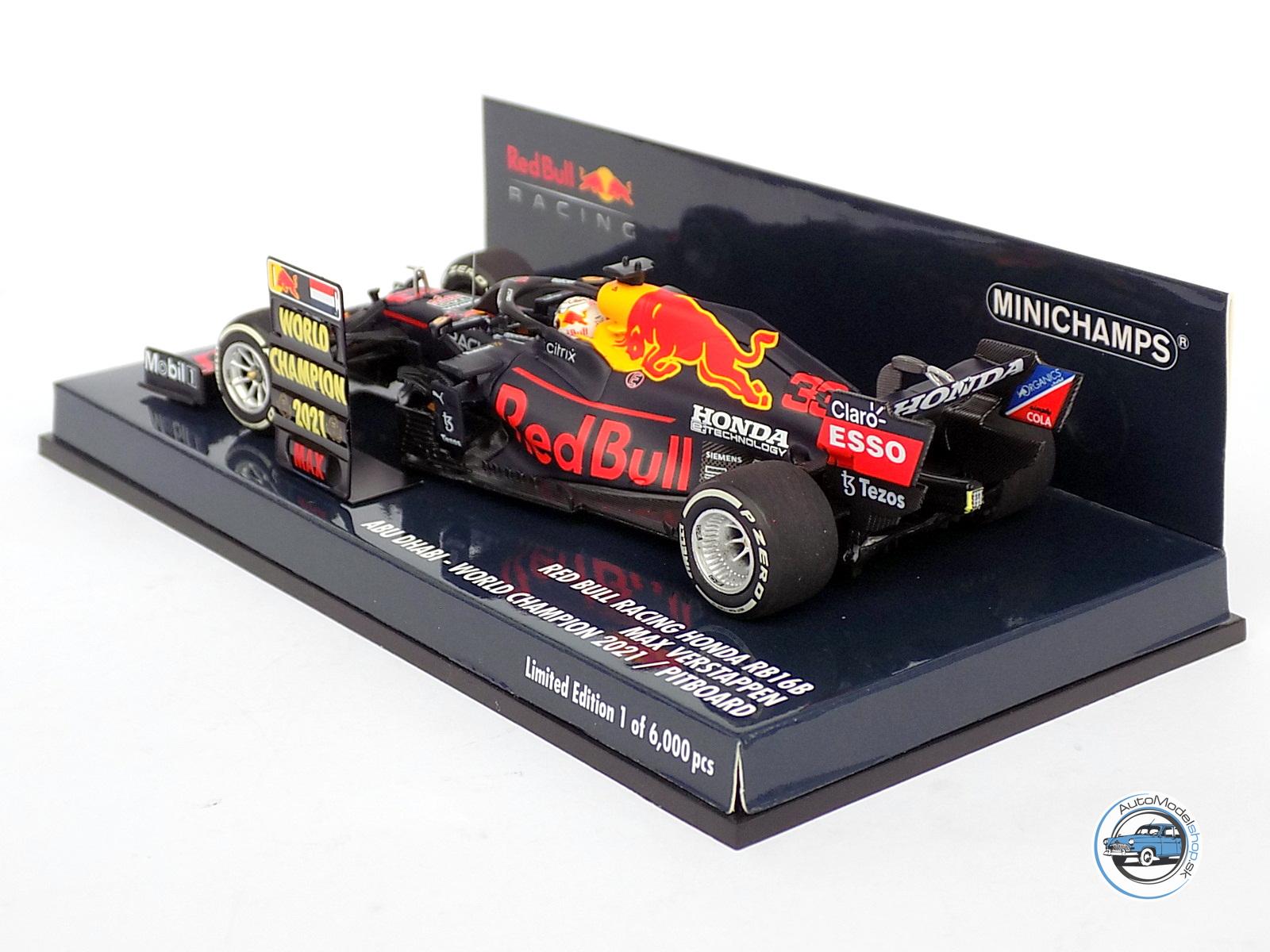 FORMULA F1 : RED BULL RB16B HONDA RA620H TEAM ASTON MARTIN N 33 WINNER ABU DHABI GP WORLD CHAMPION WITH PIT BOARD 2021 MAX VERSTAPPEN - 1:43 MINICHAMPS - Image 3