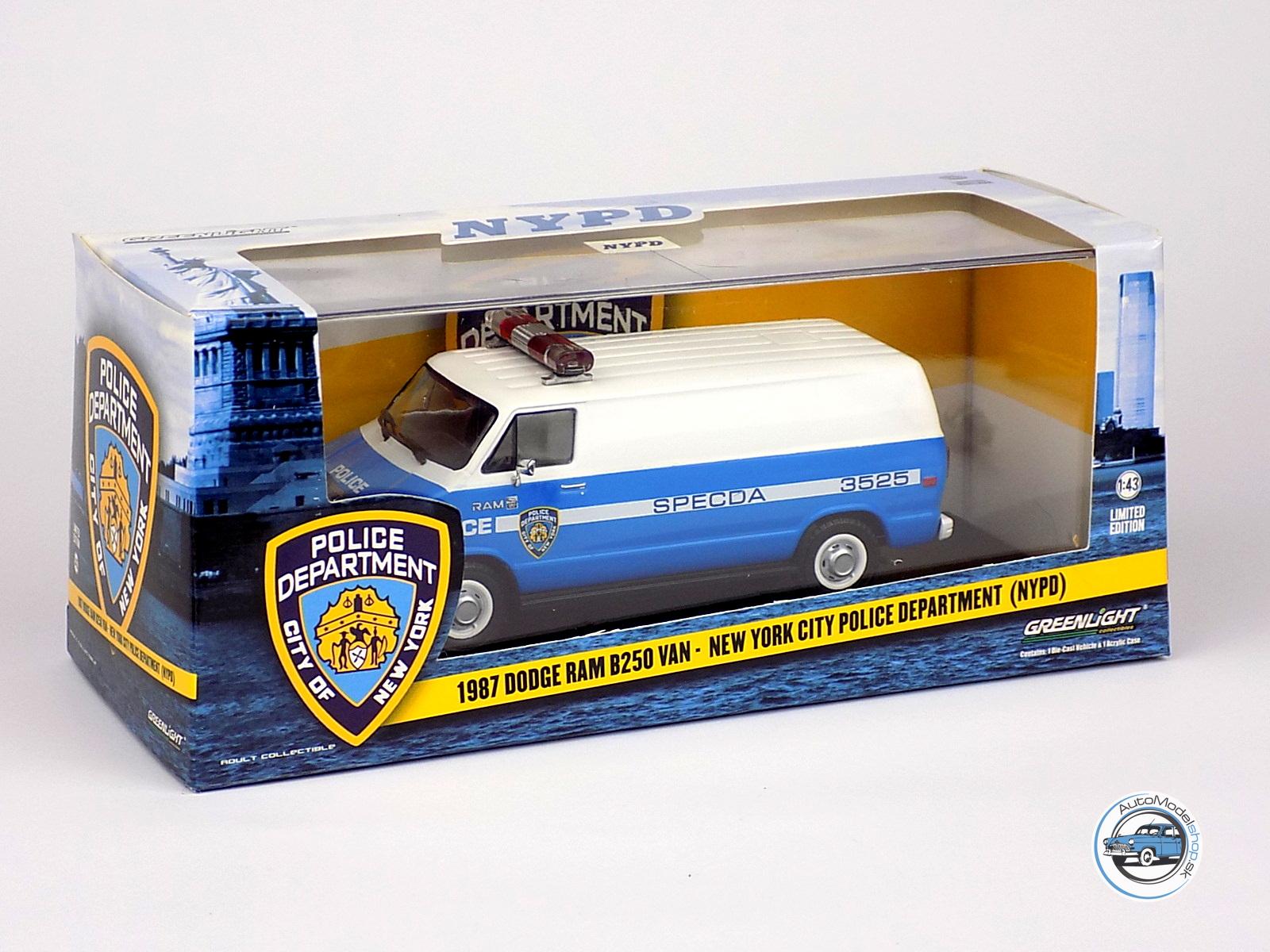 DODGE RAM B250 VAN NEW YORK POLICE DEPARTMENT NYPD  - POLICIA USA 1987 - 1:43 GREENLIGHT - Image 4