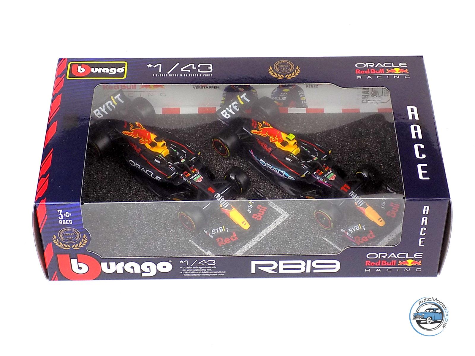 RED BULL SET F1 2X RB19 TEAM ORACLE RED BULL RACING #1 MAJSTR SVETA SEZÓNA GP 2023 MAX VERSTAPPEN + #11 SEZÓNA 2023 SERGIO PEREZ - 1:43 Burago - Image 5