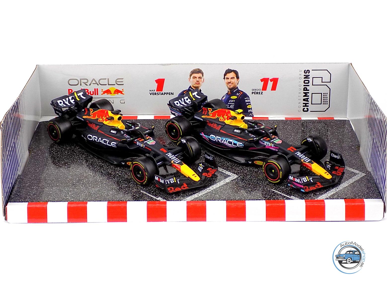 RED BULL SET F1 2X RB19 TEAM ORACLE RED BULL RACING #1 MAJSTR SVETA SEZÓNA GP 2023 MAX VERSTAPPEN + #11 SEZÓNA 2023 SERGIO PEREZ - 1:43 Burago - Image 2