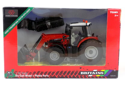 MASSEY FERGUSON 6616 TRAKTOR S ČELNÝM NAKLADAČOM + ŠKRABKA 2016 - 1:32 BRITAINS