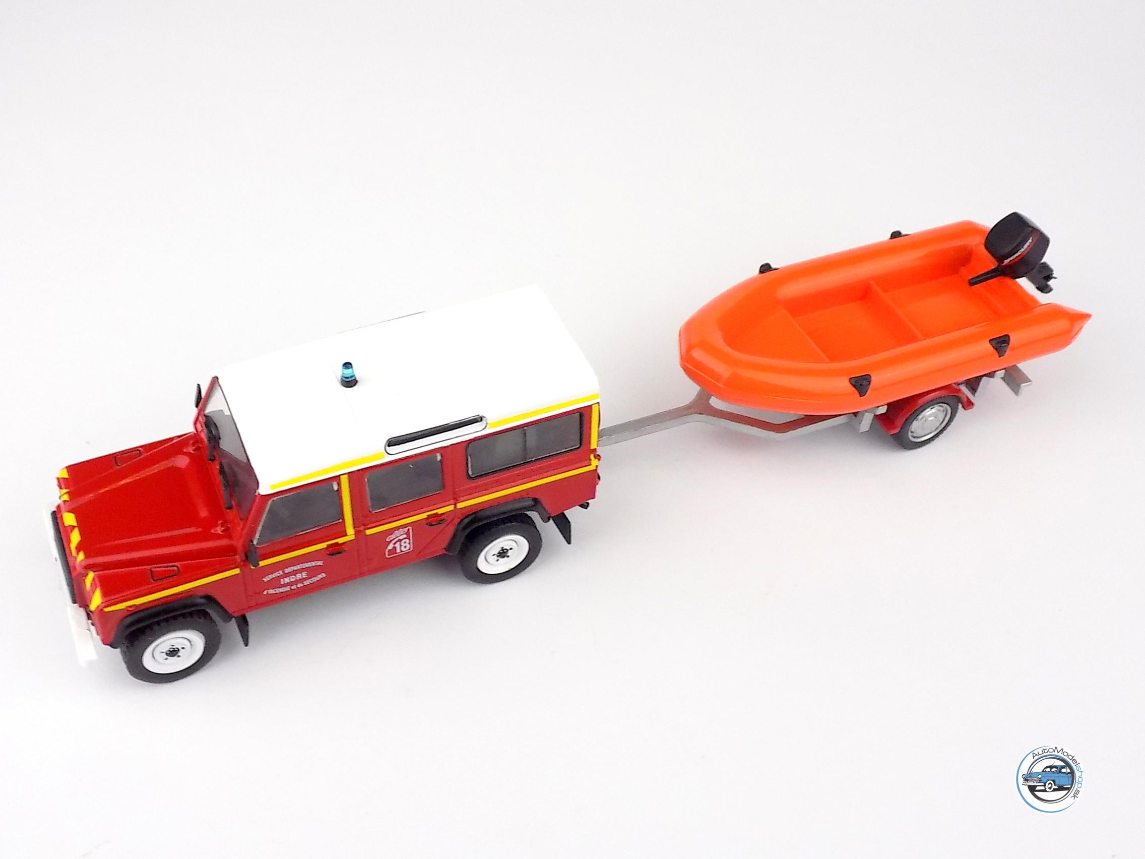 LAND ROVER DEFENDER 130 HASIČI - VODNÝ ZÁCHRANÁRI S ČLNOM 1986 - 1:43 DeA - Image 3