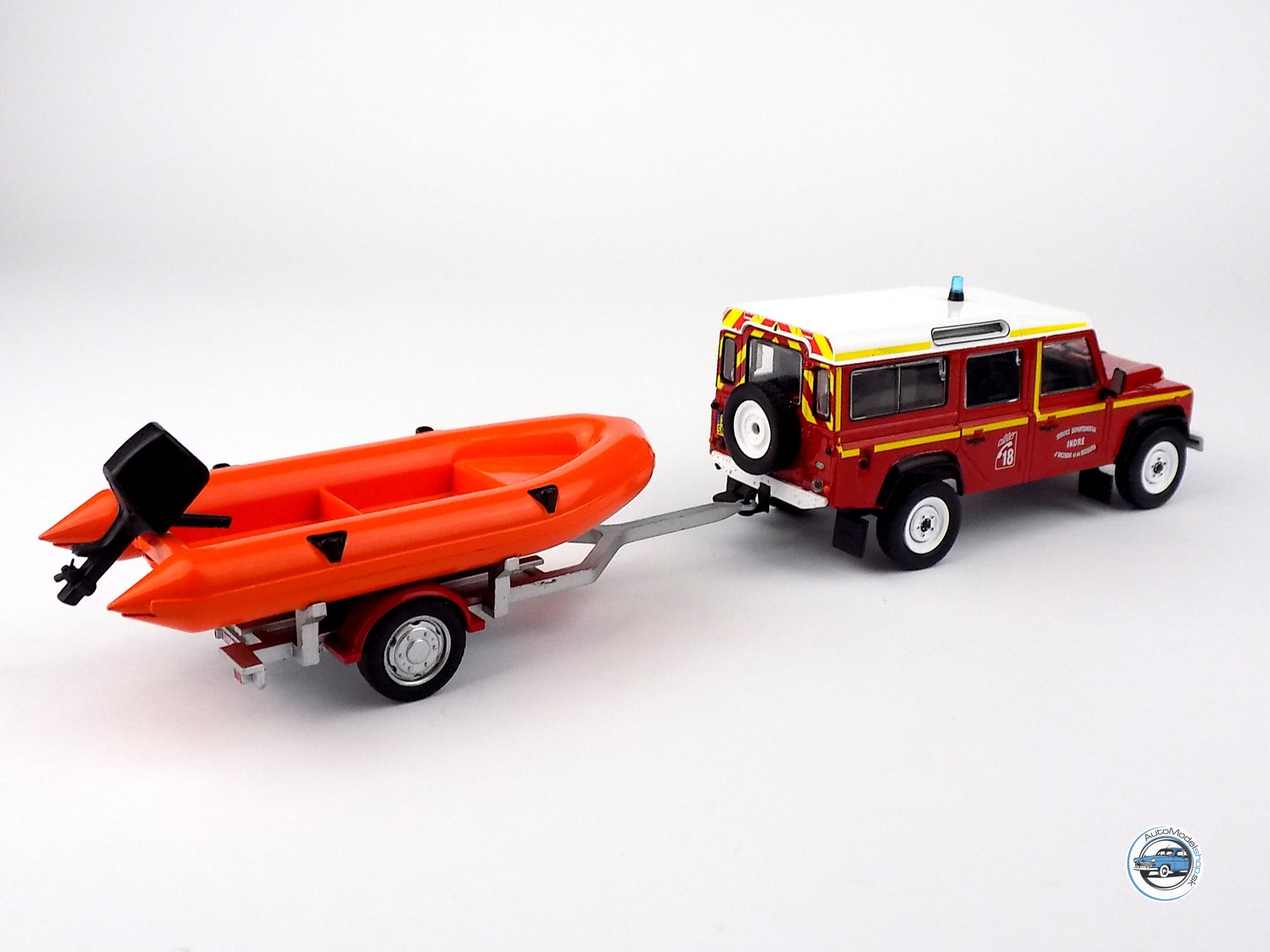 LAND ROVER DEFENDER 130 HASIČI - VODNÝ ZÁCHRANÁRI S ČLNOM 1986 - 1:43 DeA - Image 4