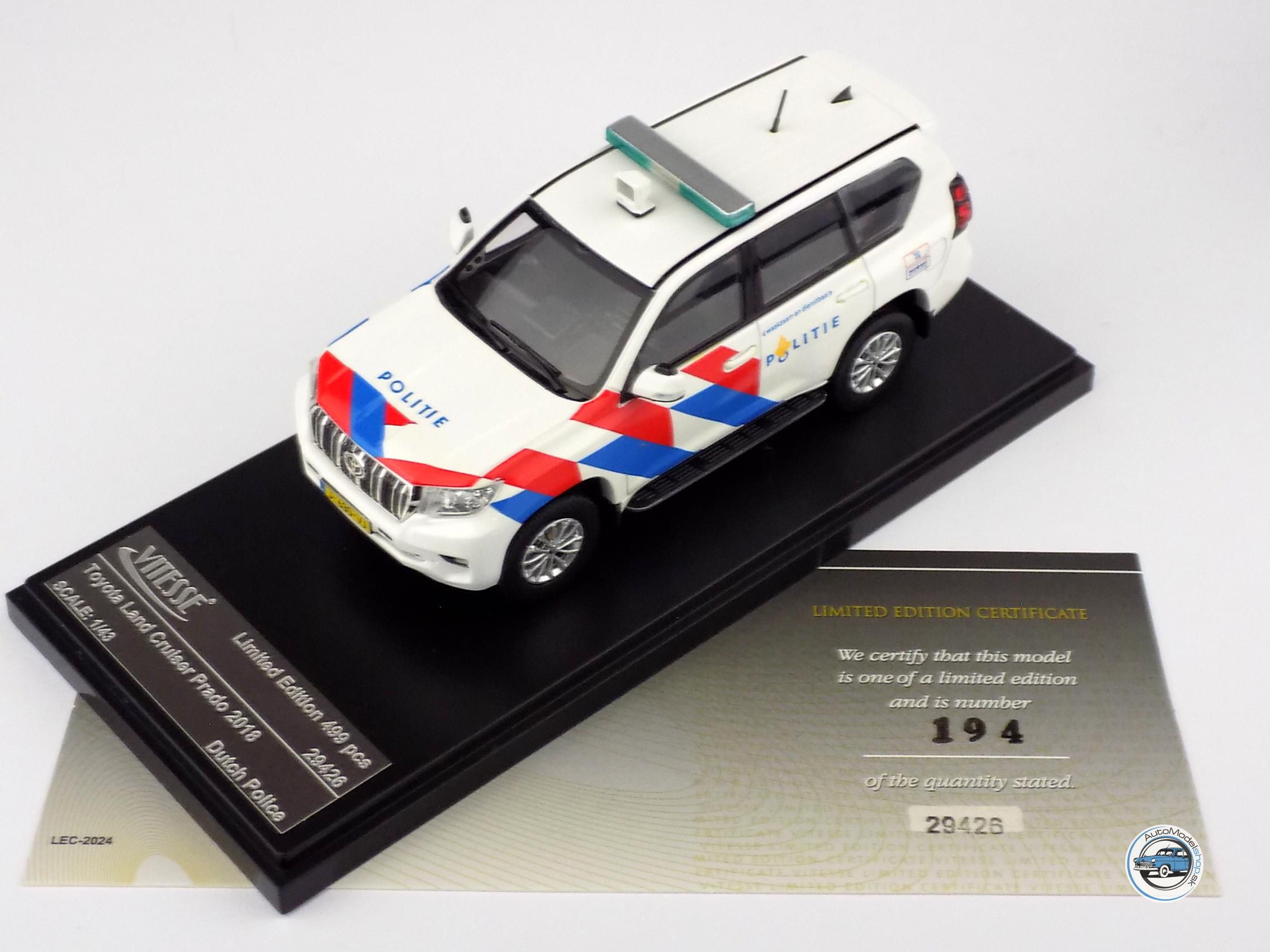 TOYOTA LAND CRUISER PRADO 2018 Polícia Holandsko- 1:43 Vitesse - Image 4