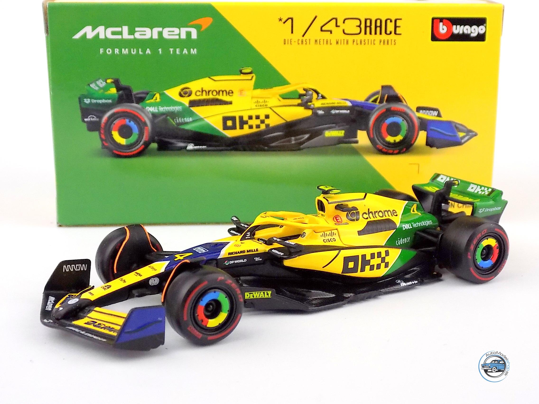 McLAREN F1 MCL38 TÍM MCLAREN N 4 4. VC MONAKA (30. VÝROČIE SENNY) 2024 LANDO NORRIS - 1:43 BBURAGO