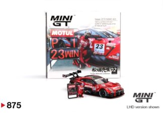 Nissan GT-R NISMO #23 "MOTUL AUTECH GT-R 2021" SUPER GT SERIES Víťaz Suzuky s figúrkou Matsudu Tsugio Matsuda Kolekcia č. 2 - 1:64 MiniGT