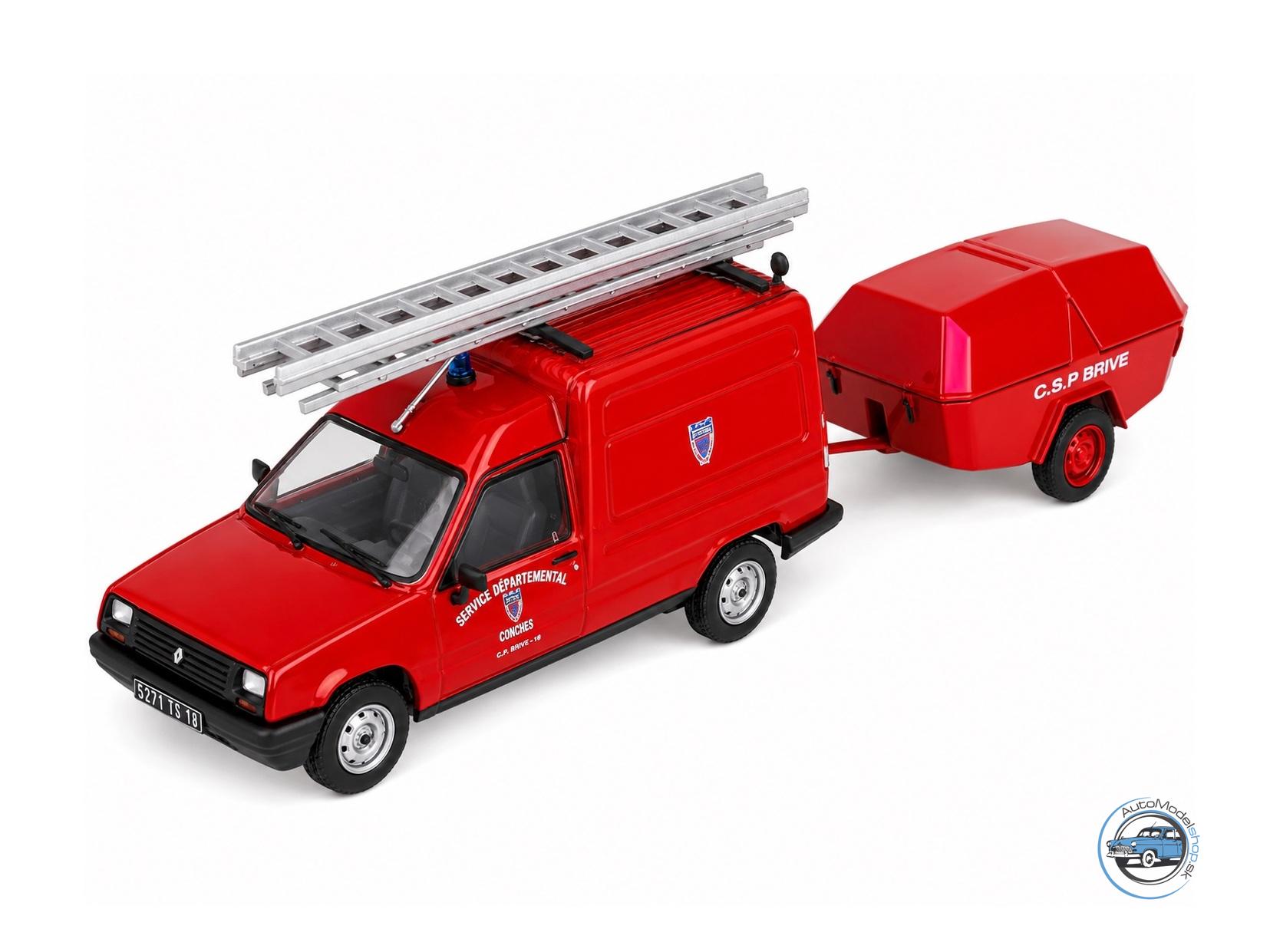RENAULT EXPRES + ČERPADLO NA VOZÍKU HASIČI - 1:43 HACHETTE IXO