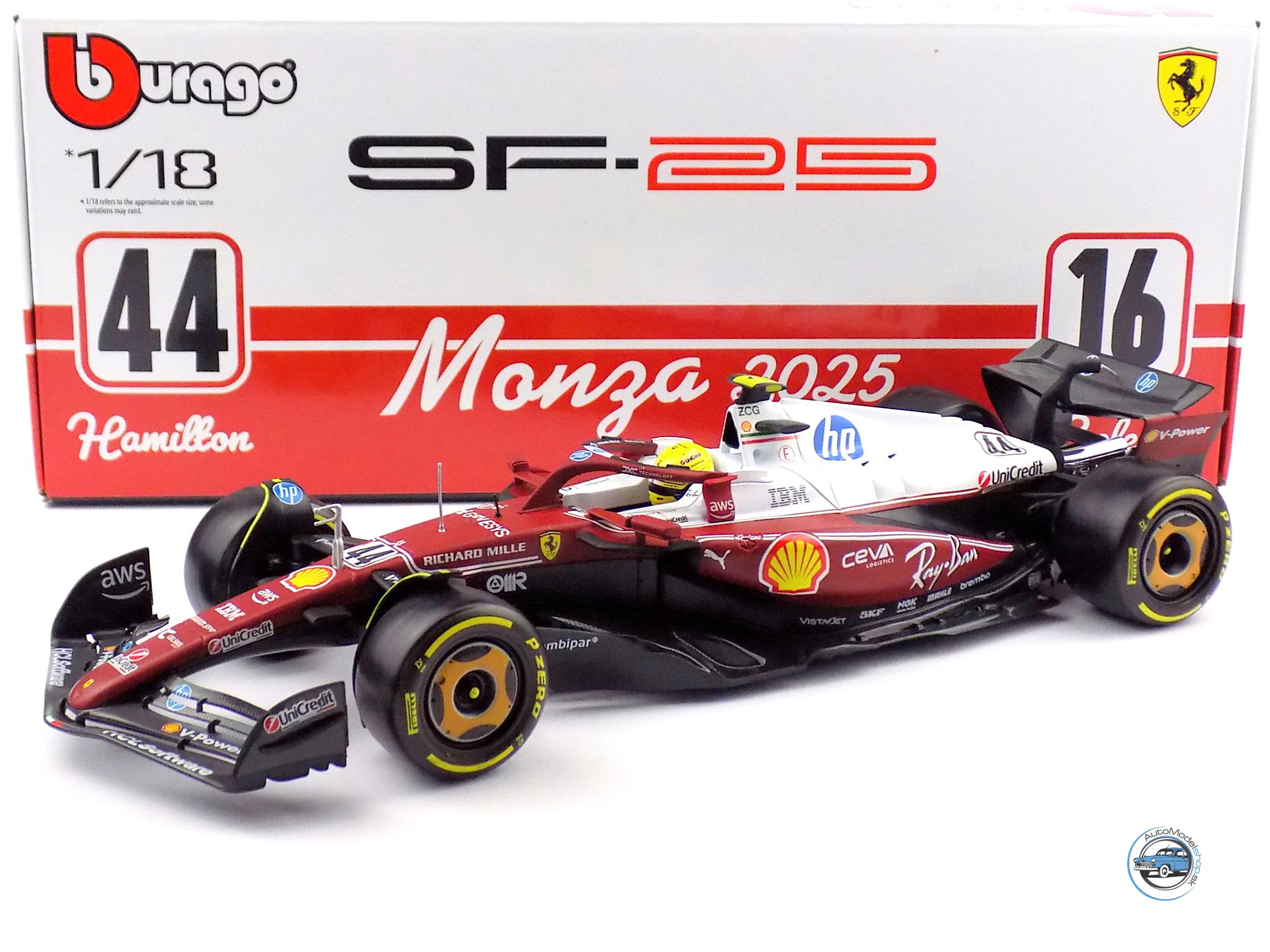 FERRARI - F1 SF-25 TEAM SCUDERIA FERRARI HP MONZA VC TALIANSKA 2025 LEWIS HAMILTON - NIKI LAUDA 50. VÝROČIE MAJSTRA SVETA - 1:18 BBURAGO