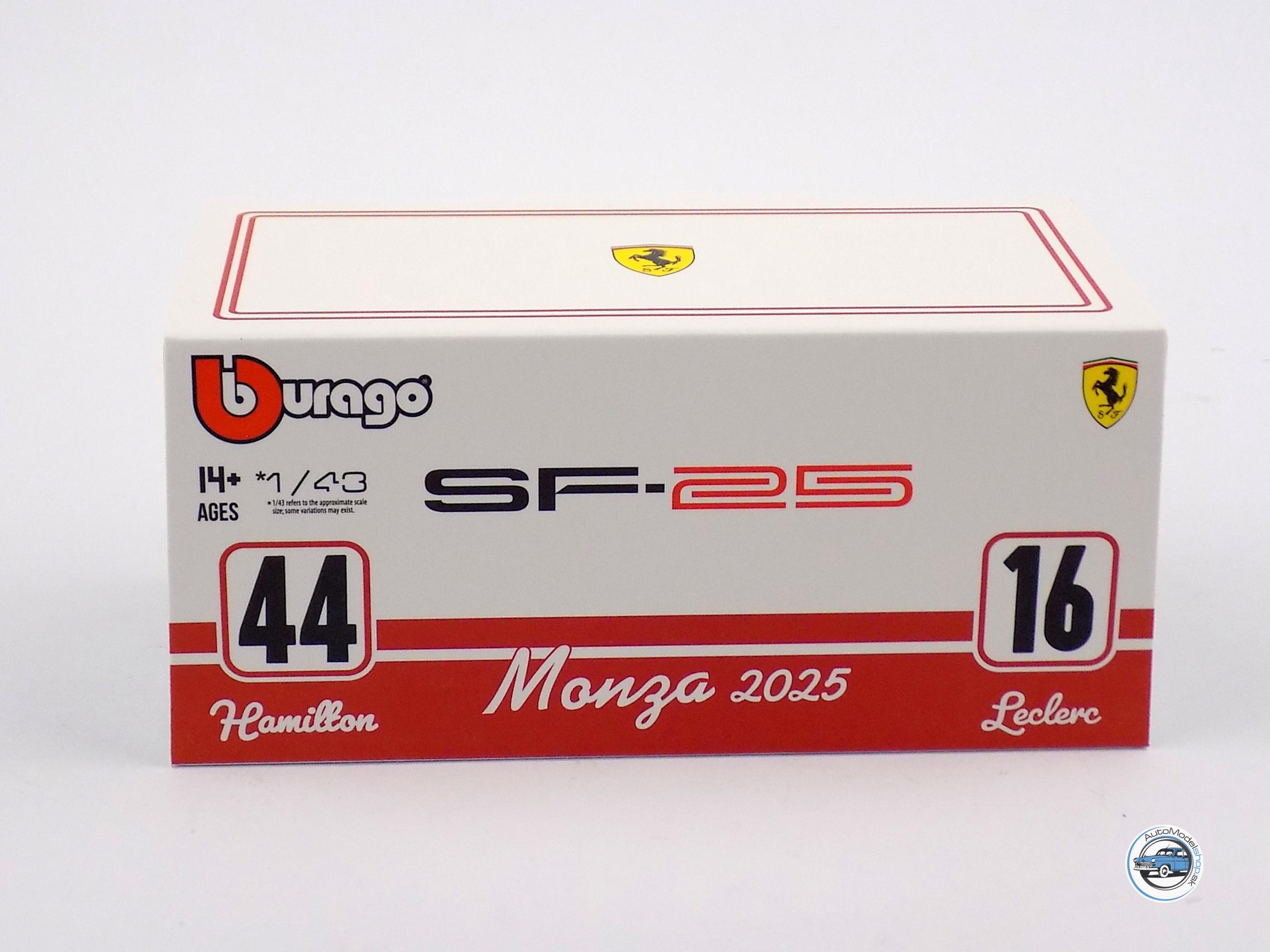 FERRARI F1 SF-25 TEAM SCUDERIA FERRARI HP MONZA VC TALIANSKA 2025 LEWIS HAMILTON - 1:43 BBURAGO – Obrázok 3